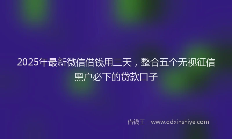 2025年最新微信借钱用三天，整合五个无视征信黑户必下的贷款口子