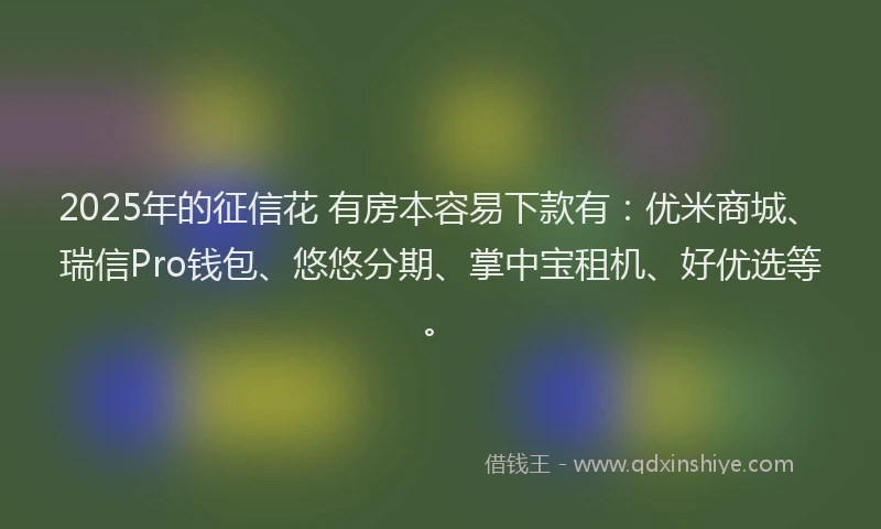 2025年的征信花 有房本容易下款有：优米商城、瑞信Pro钱包、悠悠分期、掌中宝租机、好优选等。