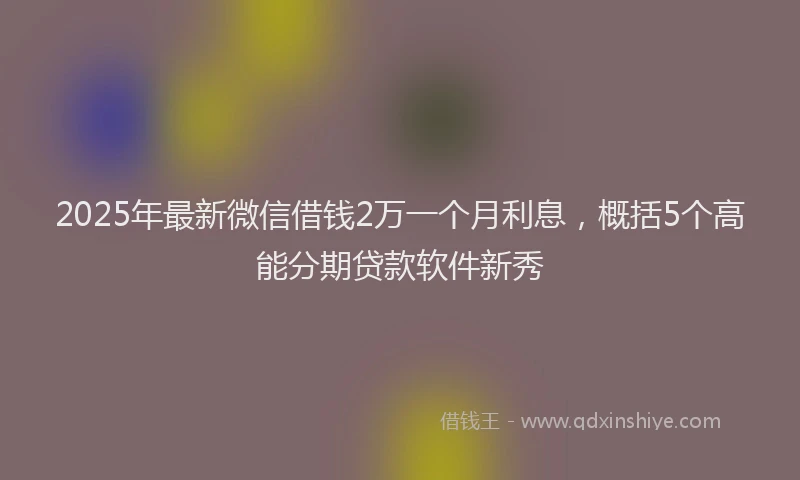 2025年最新微信借钱2万一个月利息，概括5个高能分期贷款软件新秀