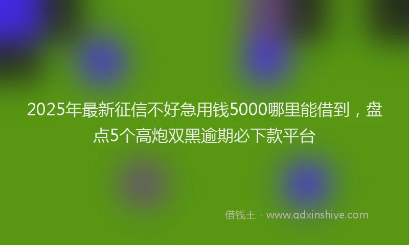 2025年最新征信不好急用钱5000哪里能借到，盘点5个高炮双黑逾期必下款平台