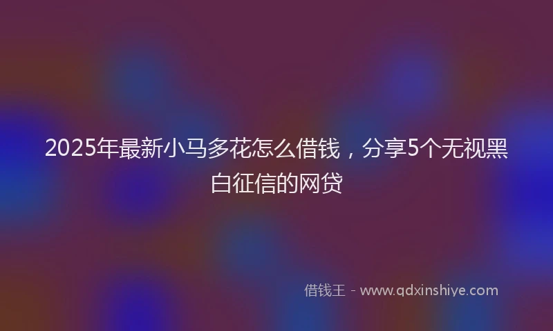 2025年最新小马多花怎么借钱，分享5个无视黑白征信的网贷