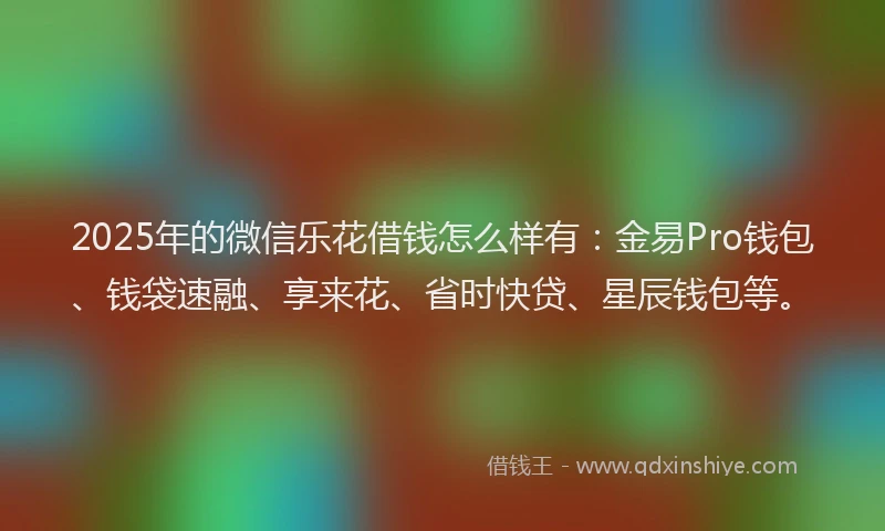 2025年的微信乐花借钱怎么样有：金易Pro钱包、钱袋速融、享来花、省时快贷、星辰钱包等。
