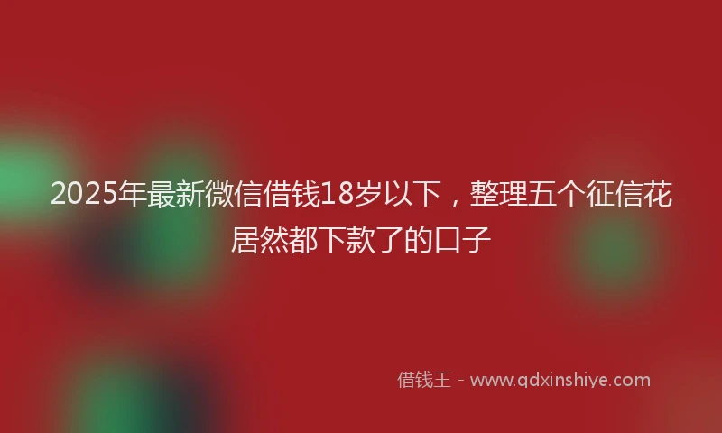 2025年最新微信借钱18岁以下，整理五个征信花居然都下款了的口子