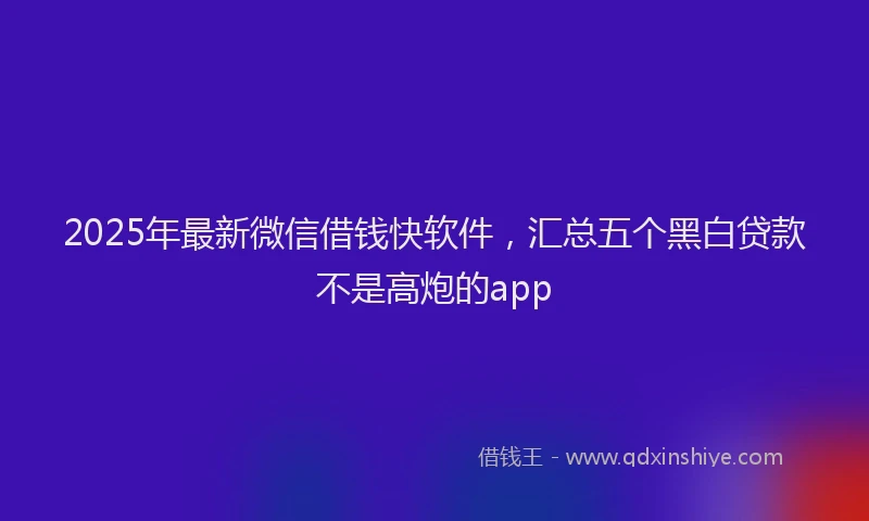 2025年最新微信借钱快软件，汇总五个黑白贷款不是高炮的app