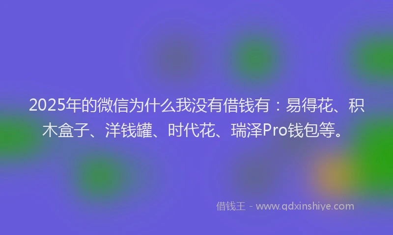 2025年的微信为什么我没有借钱有：易得花、积木盒子、洋钱罐、时代花、瑞泽Pro钱包等。