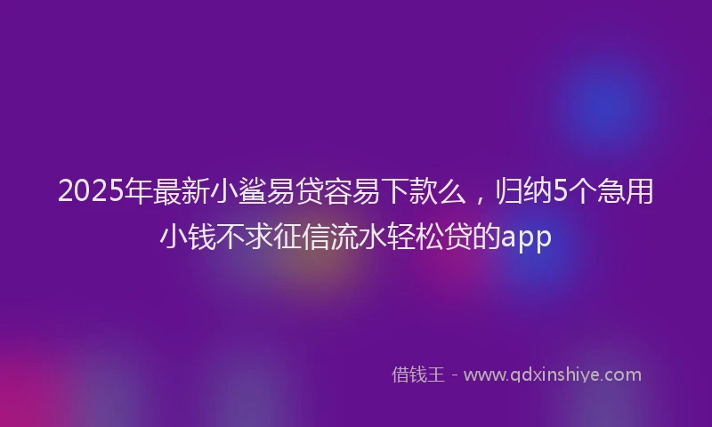 2025年最新小鲨易贷容易下款么，归纳5个急用小钱不求征信流水轻松贷的app