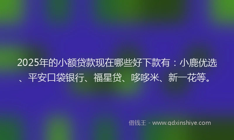 2025年的小额贷款现在哪些好下款有：小鹿优选、平安口袋银行、福星贷、哆哆米、新一花等。