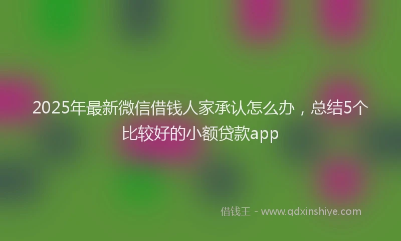2025年最新微信借钱人家承认怎么办，总结5个比较好的小额贷款app