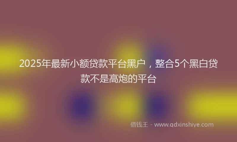 2025年最新小额贷款平台黑户，整合5个黑白贷款不是高炮的平台