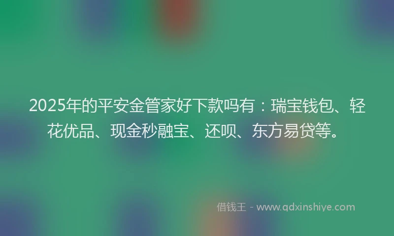 2025年的平安金管家好下款吗有：瑞宝钱包、轻花优品、现金秒融宝、还呗、东方易贷等。
