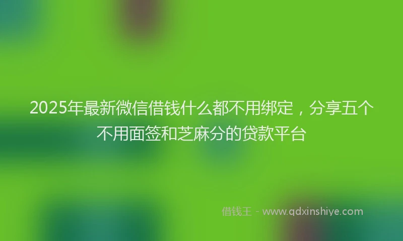 2025年最新微信借钱什么都不用绑定，分享五个不用面签和芝麻分的贷款平台