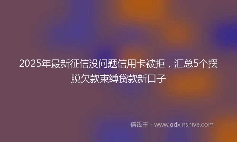 2025年最新征信没问题信用卡被拒，汇总5个摆脱欠款束缚贷款新口子