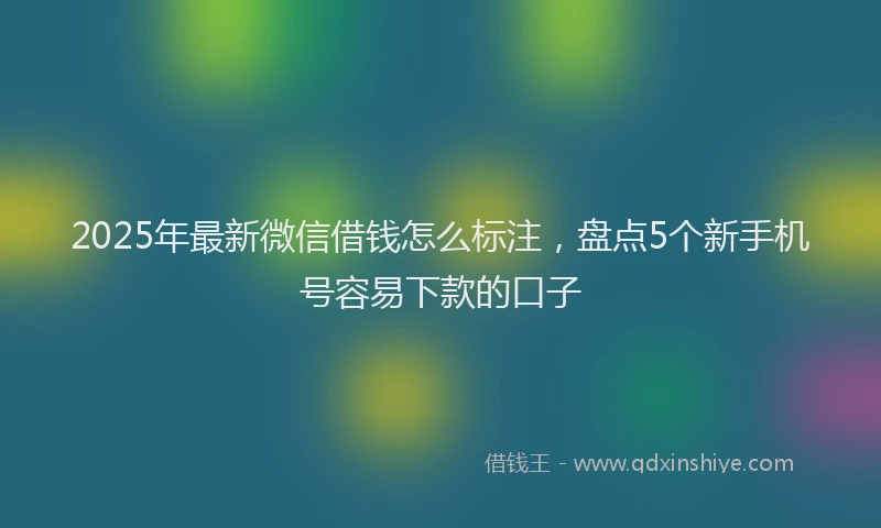 2025年最新微信借钱怎么标注，盘点5个新手机号容易下款的口子