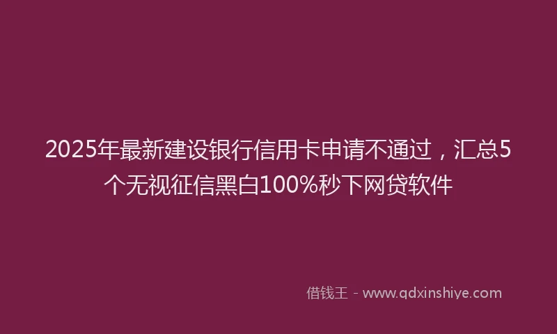 2025年最新建设银行信用卡申请不通过，汇总5个无视征信黑白100%秒下网贷软件