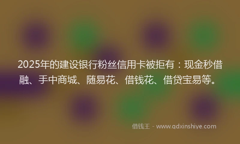 2025年的建设银行粉丝信用卡被拒有：现金秒借融、手中商城、随易花、借钱花、借贷宝易等。