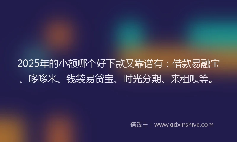 2025年的小额哪个好下款又靠谱有：借款易融宝、哆哆米、钱袋易贷宝、时光分期、来租呗等。