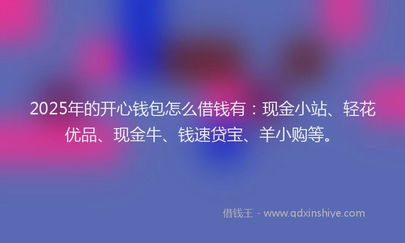 2025年的开心钱包怎么借钱有：现金小站、轻花优品、现金牛、钱速贷宝、羊小购等。