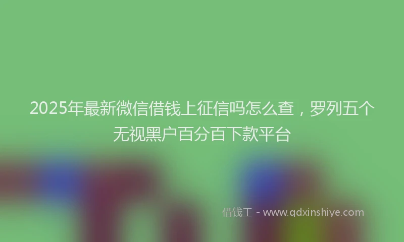 2025年最新微信借钱上征信吗怎么查，罗列五个无视黑户百分百下款平台