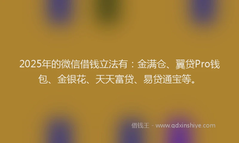 2025年的微信借钱立法有：金满仓、翼贷Pro钱包、金银花、天天富贷、易贷通宝等。