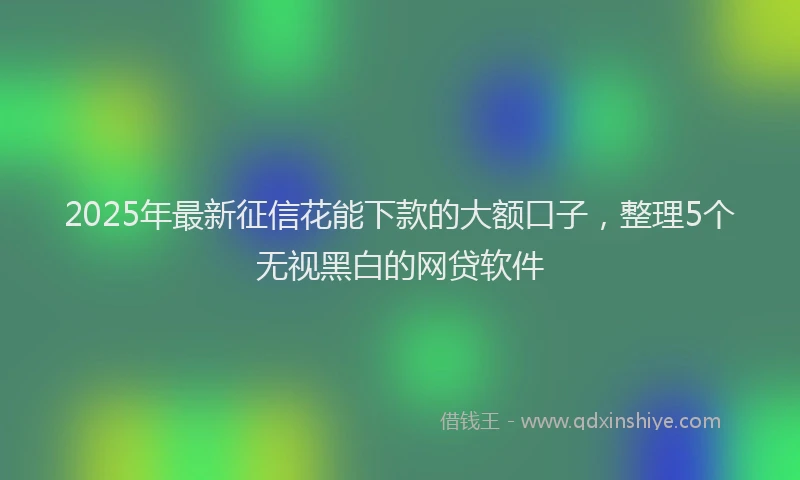 2025年最新征信花能下款的大额口子，整理5个无视黑白的网贷软件