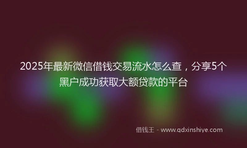 2025年最新微信借钱交易流水怎么查，分享5个黑户成功获取大额贷款的平台