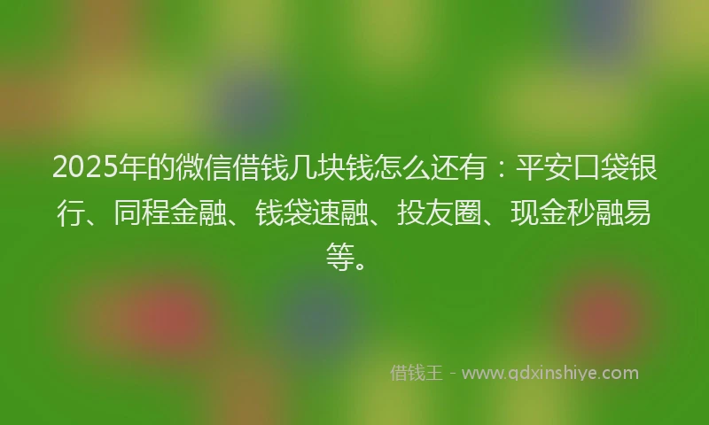 2025年的微信借钱几块钱怎么还有：平安口袋银行、同程金融、钱袋速融、投友圈、现金秒融易等。