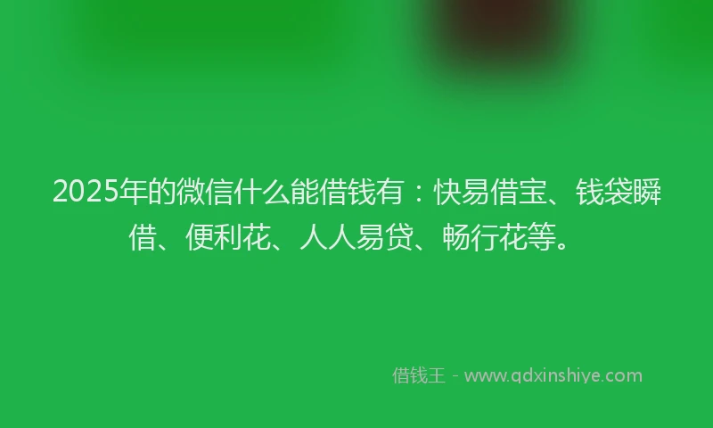 2025年的微信什么能借钱有：快易借宝、钱袋瞬借、便利花、人人易贷、畅行花等。