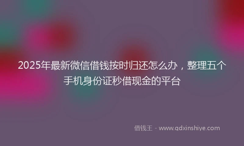 2025年最新微信借钱按时归还怎么办，整理五个手机身份证秒借现金的平台