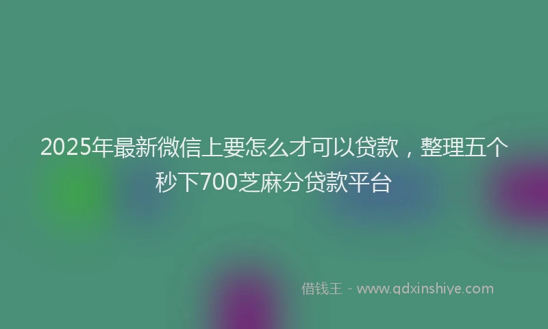 2025年最新微信上要怎么才可以贷款，整理五个秒下700芝麻分贷款平台