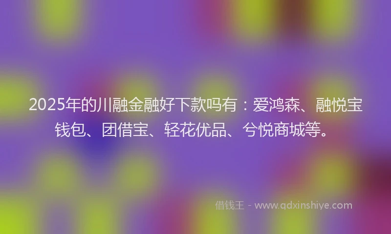 2025年的川融金融好下款吗有：爱鸿森、融悦宝钱包、团借宝、轻花优品、兮悦商城等。