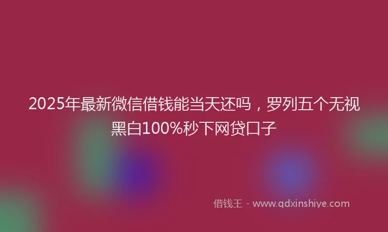 2025年最新微信借钱能当天还吗，罗列五个无视黑白100%秒下网贷口子
