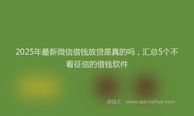 2025年最新微信借钱放贷是真的吗，汇总5个不看征信的借钱软件