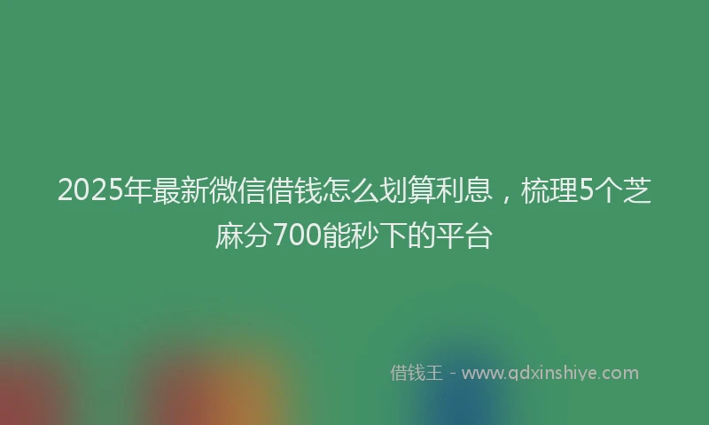 2025年最新微信借钱怎么划算利息，梳理5个芝麻分700能秒下的平台