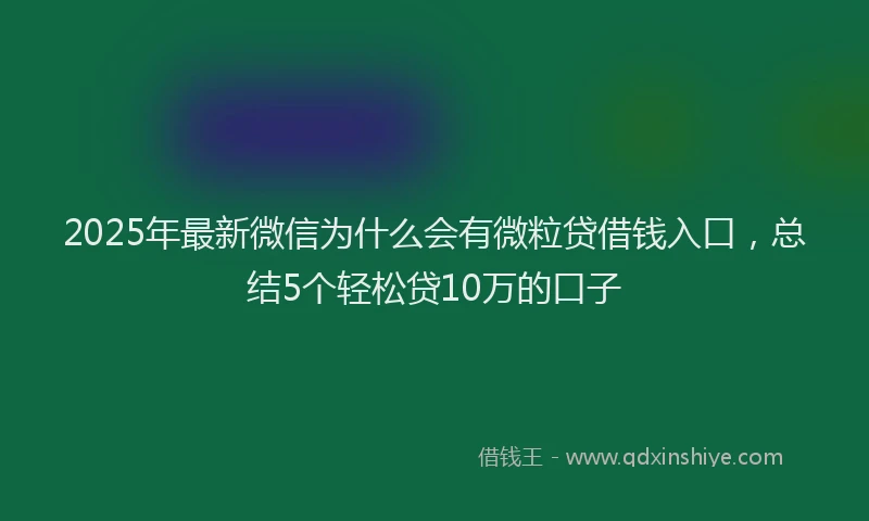 2025年最新微信为什么会有微粒贷借钱入口，总结5个轻松贷10万的口子