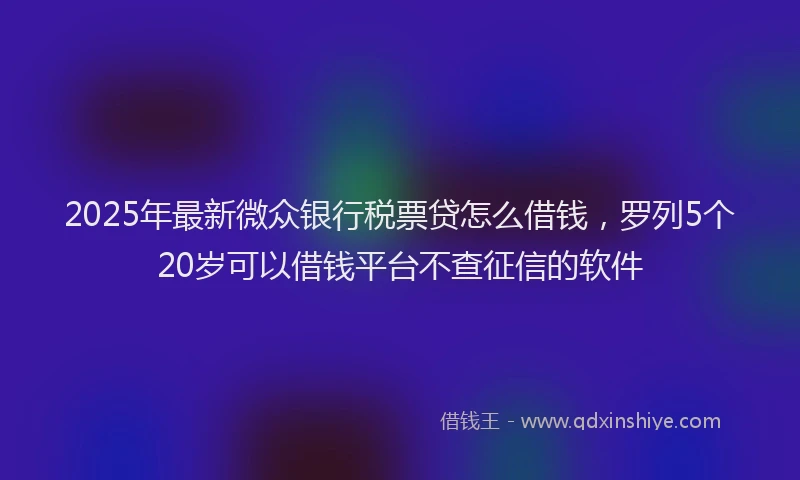 2025年最新微众银行税票贷怎么借钱，罗列5个20岁可以借钱平台不查征信的软件