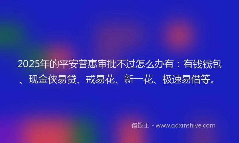 2025年的平安普惠审批不过怎么办有：有钱钱包、现金侠易贷、戒易花、新一花、极速易借等。