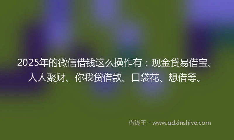 2025年的微信借钱这么操作有：现金贷易借宝、人人聚财、你我贷借款、口袋花、想借等。
