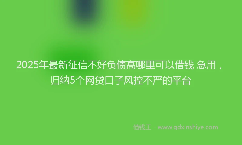 2025年最新征信不好负债高哪里可以借钱 急用，归纳5个网贷口子风控不严的平台