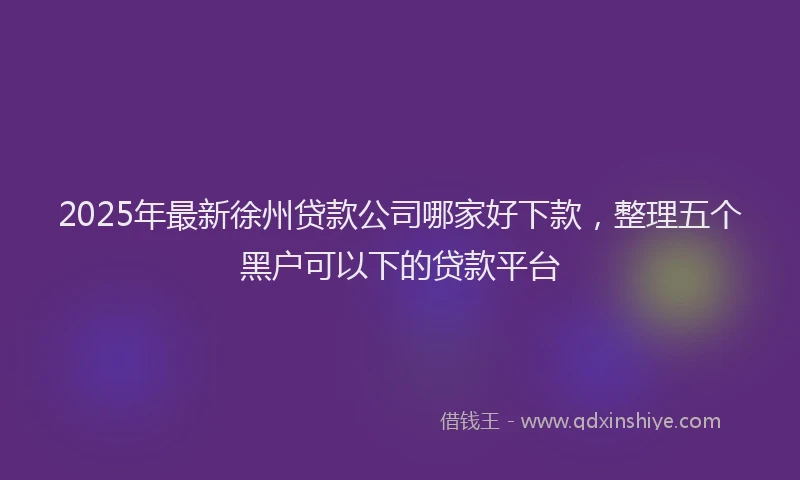 2025年最新徐州贷款公司哪家好下款，整理五个黑户可以下的贷款平台