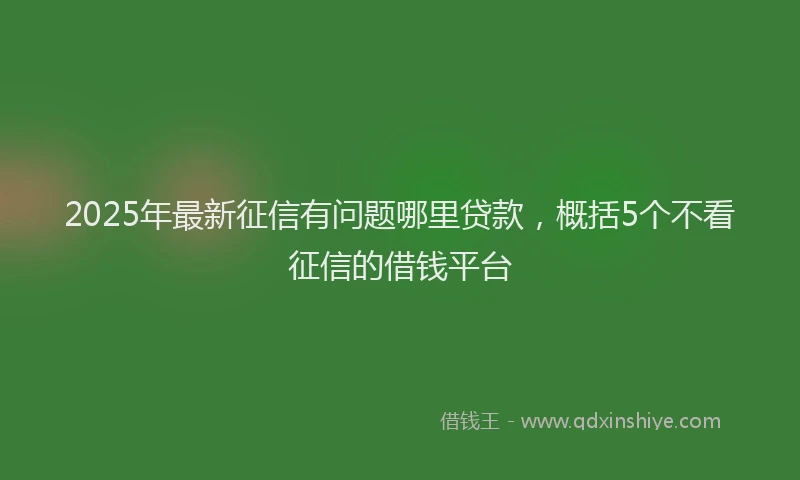 2025年最新征信有问题哪里贷款，概括5个不看征信的借钱平台