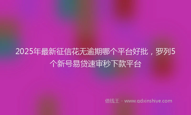 2025年最新征信花无逾期哪个平台好批，罗列5个新号易贷速审秒下款平台