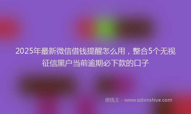 2025年最新微信借钱提醒怎么用，整合5个无视征信黑户当前逾期必下款的口子