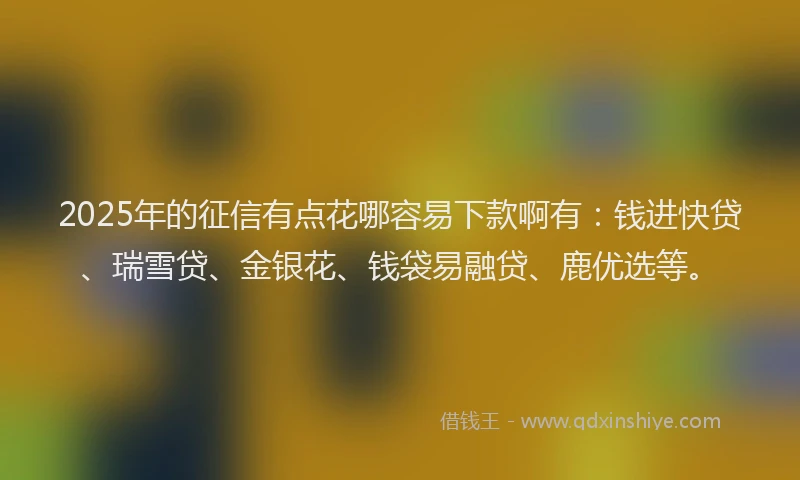 2025年的征信有点花哪容易下款啊有：钱进快贷、瑞雪贷、金银花、钱袋易融贷、鹿优选等。