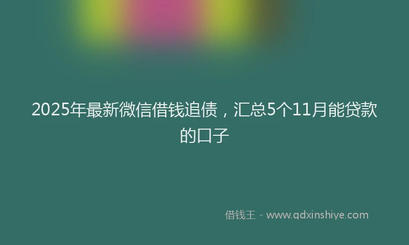 2025年最新微信借钱追债，汇总5个11月能贷款的口子