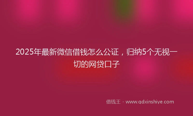 2025年最新微信借钱怎么公证，归纳5个无视一切的网贷口子