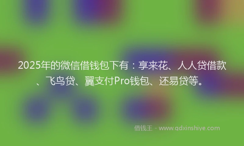 2025年的微信借钱包下有：享来花、人人贷借款、飞鸟贷、翼支付Pro钱包、还易贷等。
