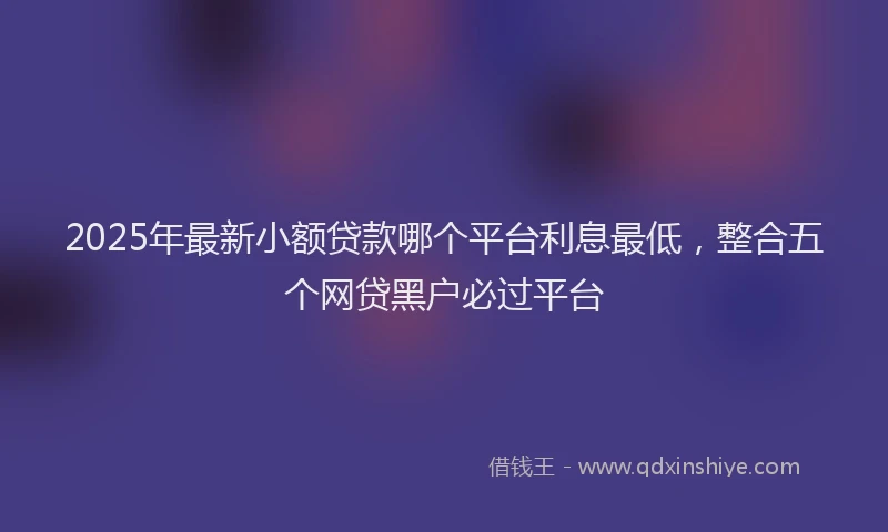 2025年最新小额贷款哪个平台利息最低，整合五个网贷黑户必过平台