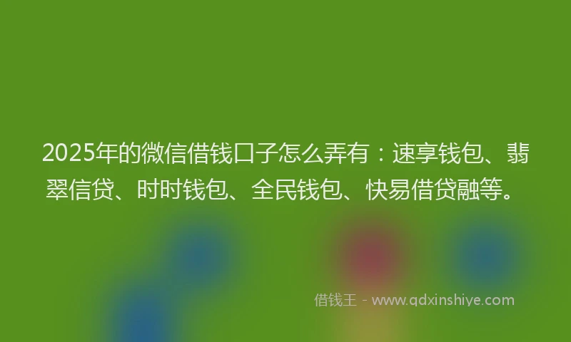 2025年的微信借钱口子怎么弄有：速享钱包、翡翠信贷、时时钱包、全民钱包、快易借贷融等。