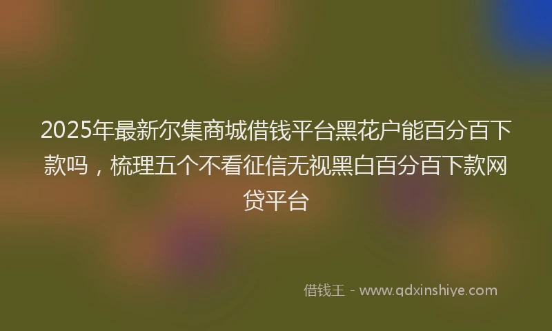 2025年最新尔集商城借钱平台黑花户能百分百下款吗，梳理五个不看征信无视黑白百分百下款网贷平台