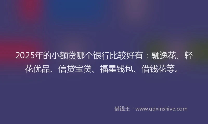 2025年的小额贷哪个银行比较好有：融逸花、轻花优品、信贷宝贷、福星钱包、借钱花等。